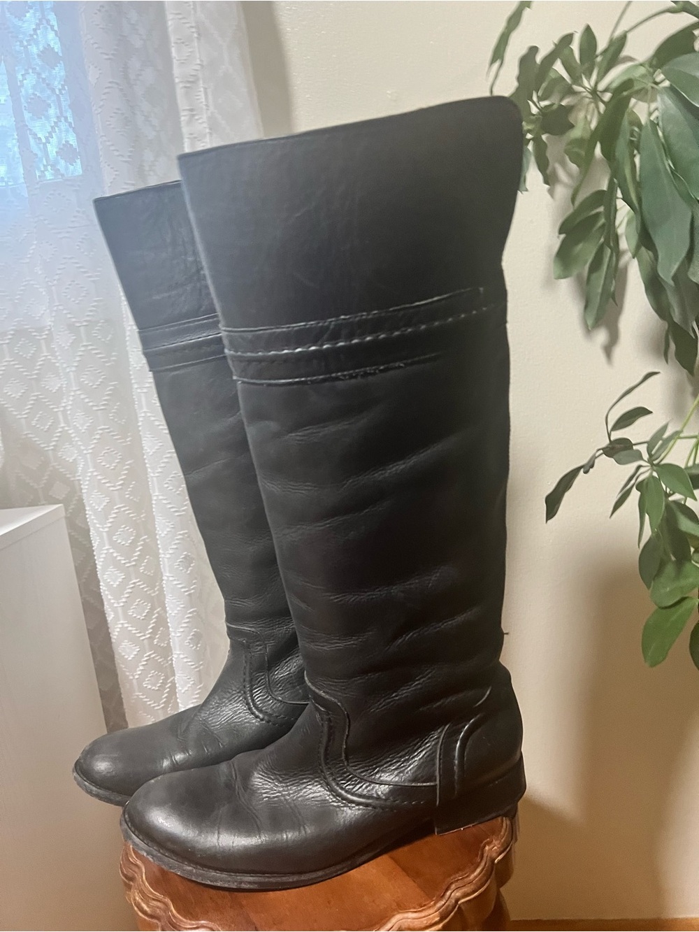 Frye #76442 Melissa Trapunto Black Leather Riding Biker Boot 9.5B